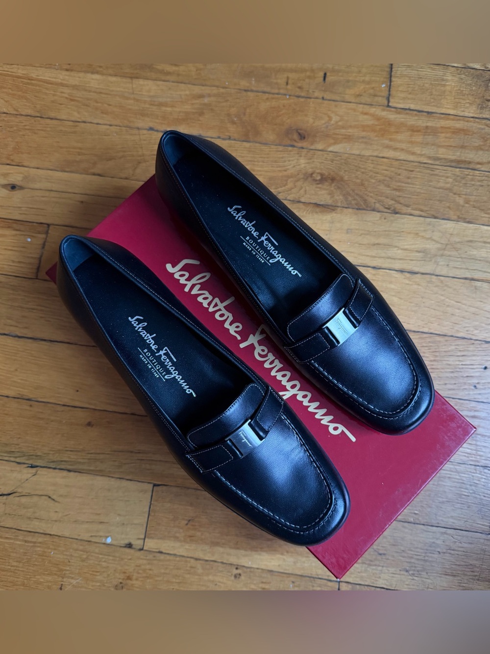 Salvatore Ferragamo Vintage Black Leather Women’s Loafers